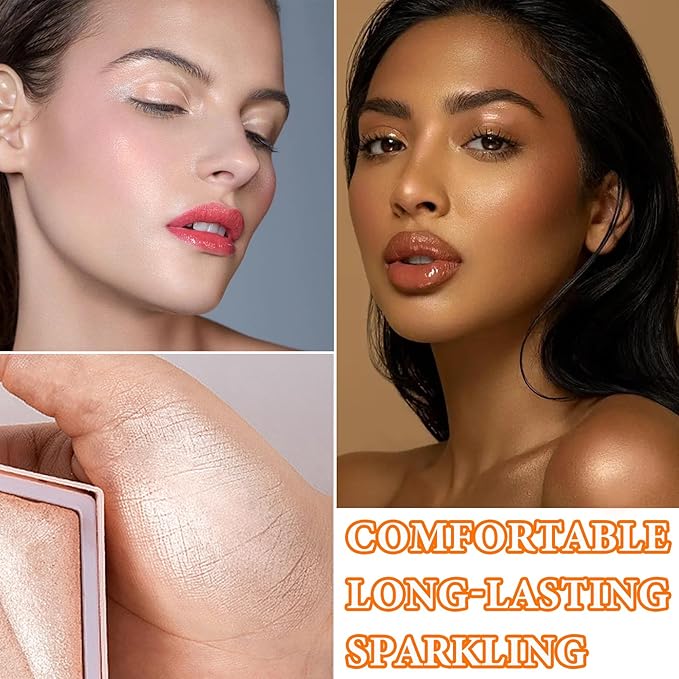 Glitter Blush Shimmer Highlighter Blusher Powder Makeup Face Powder Makeup(#inger） 04 G