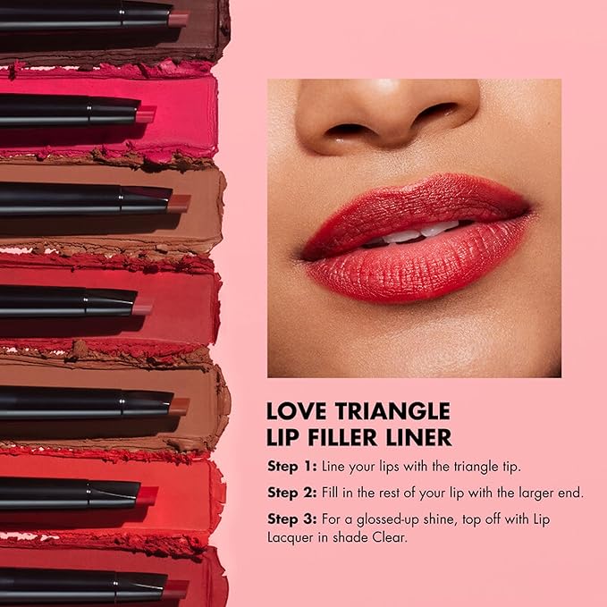 e.l.f. Love Triangle Lip Filler Liner, 2-in-1 Lipliner Pencil For Sculpting & Filling, Long-Lasting Intense Color, Vegan & Cruelty-Free, Hot Pink