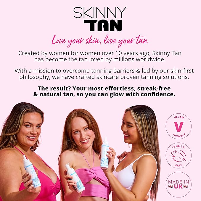 Skinny Tan Self-Tanning Mousse - Long-Lasting and Non-Drying Formula - Coconut and Vanilla Scent - Easy To Apply Luxurious, Foam Texture - Streak Free and Natural Looking Results - Medium - 5 oz