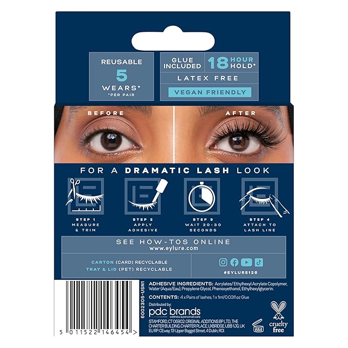Eylure Dramatic Definition No. 126 Eyelashes Multipack, 4 Pairs