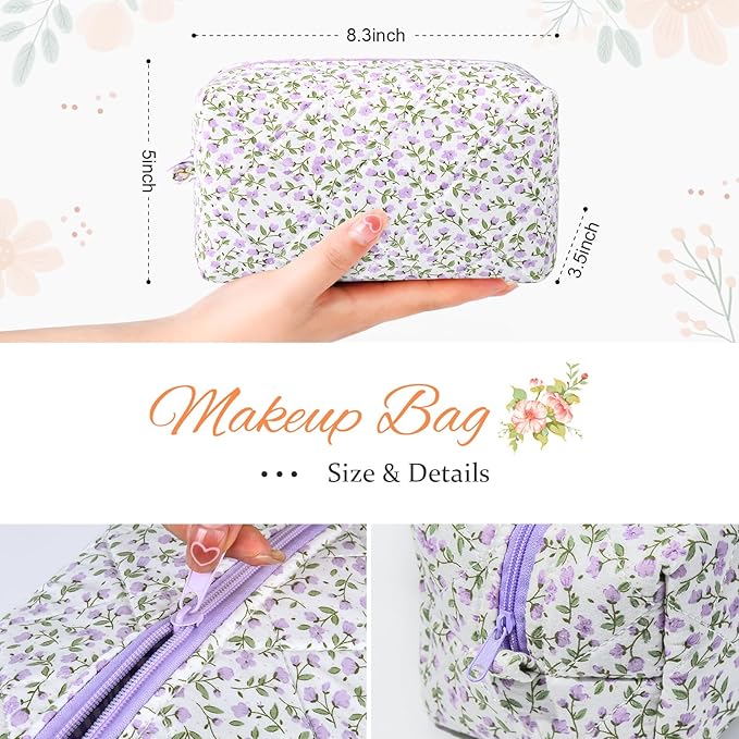 Soidram floral makeup bag quilted
