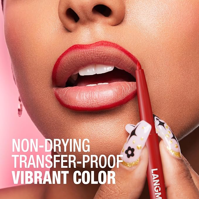 LANGMANNI 4Pcs Sculpting Matte Velvet Lip Liner Set,Smooth Creamy Texture,Waterproof And High Pigmented For Girls Daily Application Lip Makeup(1+2+3+4)