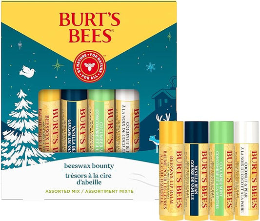 Burt's Bees Lip Balm, Beeswax Bounty Assorted Mix, 4-Pack, 0.15 Oz