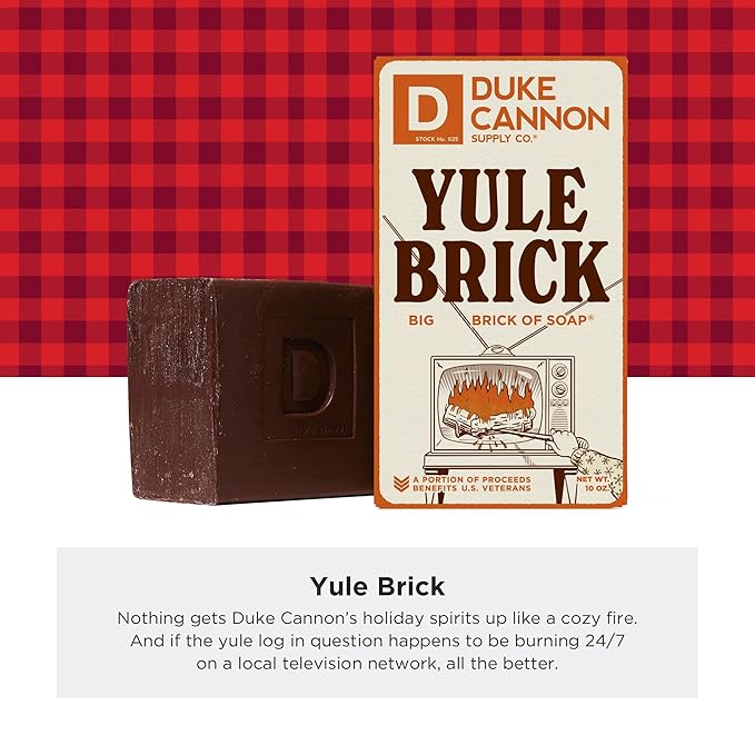 Duke Cannon Holiday Limited-Edition Yule Brick Big Brick of Soap - 10oz Bar, Triple Milled, Charred Wood & Leather Scent, Perfect for Men, Supports U.S. Veterans, 3 Pack