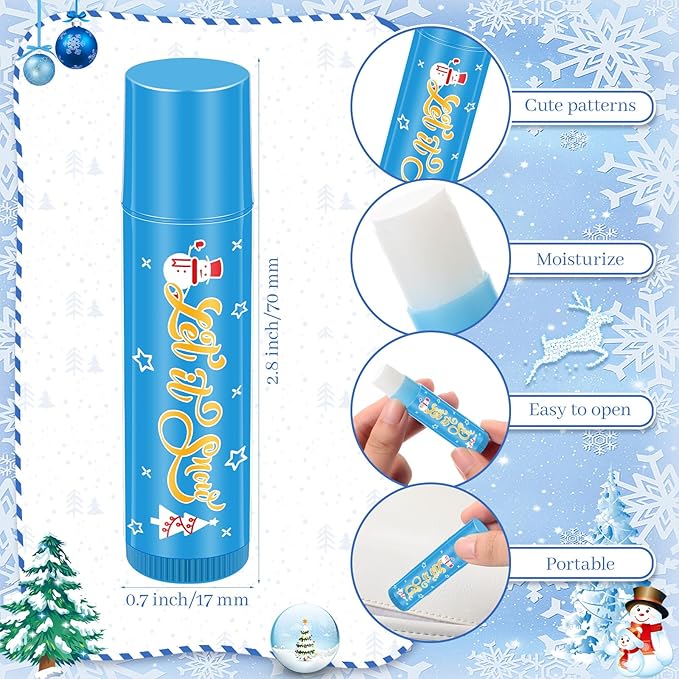 50 Pcs Christmas Lip Balm Bulk Stocking
