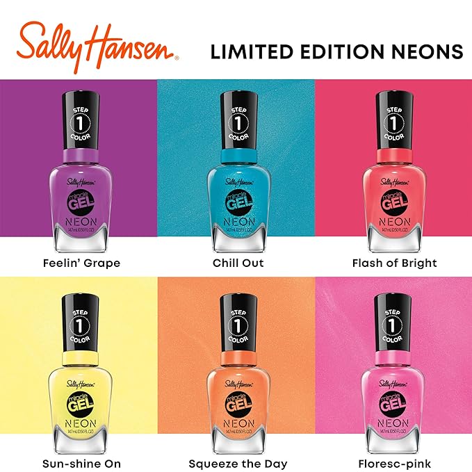 Sally Hansen Miracle Gel™, Peach Please, Long Lasting, Gel-Like Formula, No UV Lamp Needed, Orange Nail Polish