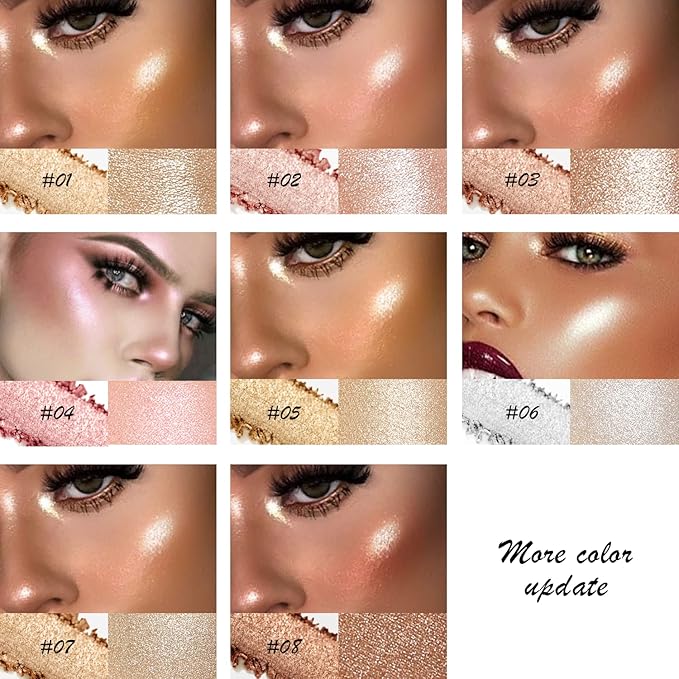 Highlighter Shimmer Makeup Palette Pink Color,Shimmering Highlightering Pallet to Carry