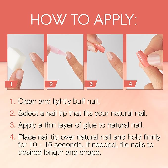 Ardell Nail Addict Naked Maven, Press On Nails, Medium Coffin Shape, Nail Kit, 1-Pack