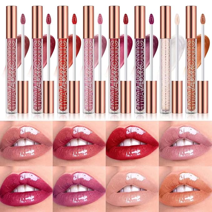 Cherry Red Lip Gloss Lipstick Lip Plumper Gloss Tinted Glitter Lipgloss Moisturizing Lip Balm Lip Oil High Shine And Vegan Plumping Lip Gloss For Women Girls Long-Lasting Dry Lip Care (06# Cherry Red)