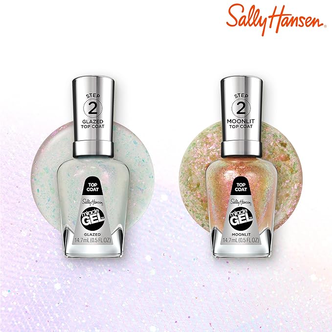 Sally Hansen Miracle Gel, Glazed Top Coat, Long Lasting, Gel-Like Formula, No UV Lamp Needed, Sheer, Shiny Clear Nail Polish