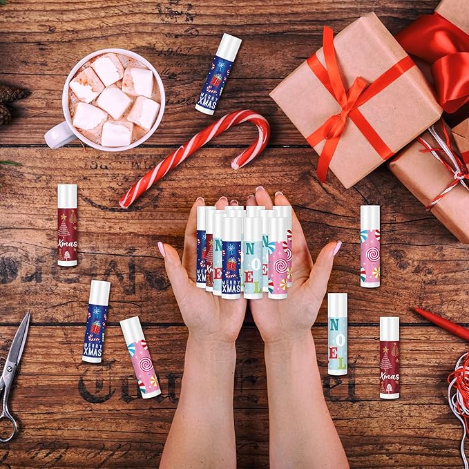 Sosation 80 Pcs Christmas Flavored Lip Stocking