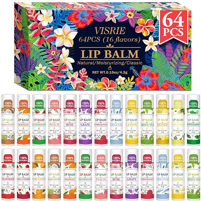 64 Pack Lip Balm, Natural Lip