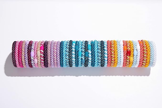 L. Erickson Grab & Go Pony - Royal - 8 Pack Ponytail Holder Hair Ties - Mixed Purples