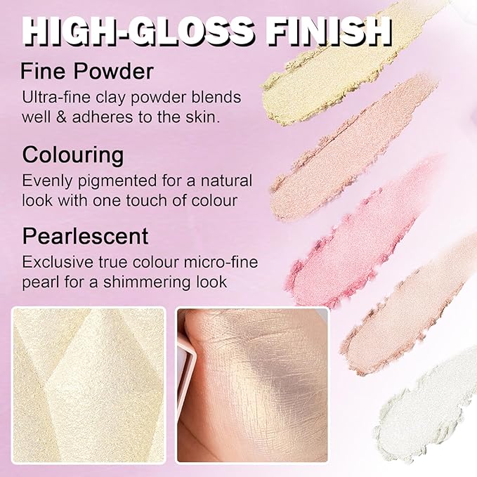 White Highlighter Makeup Palette Face Highlighter Powder Iluminadores Quicksand Gold