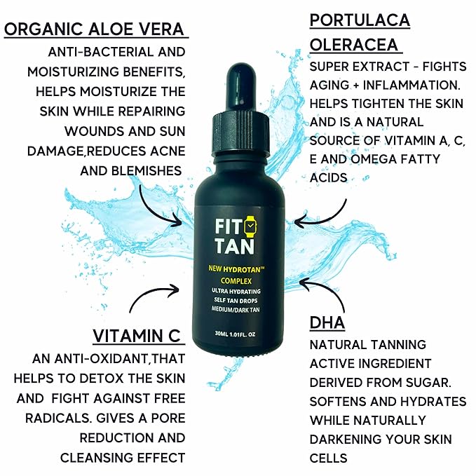 Self Tanning Drops For Face and Body - Hydrating and Gradual Dark Tan - 30ml