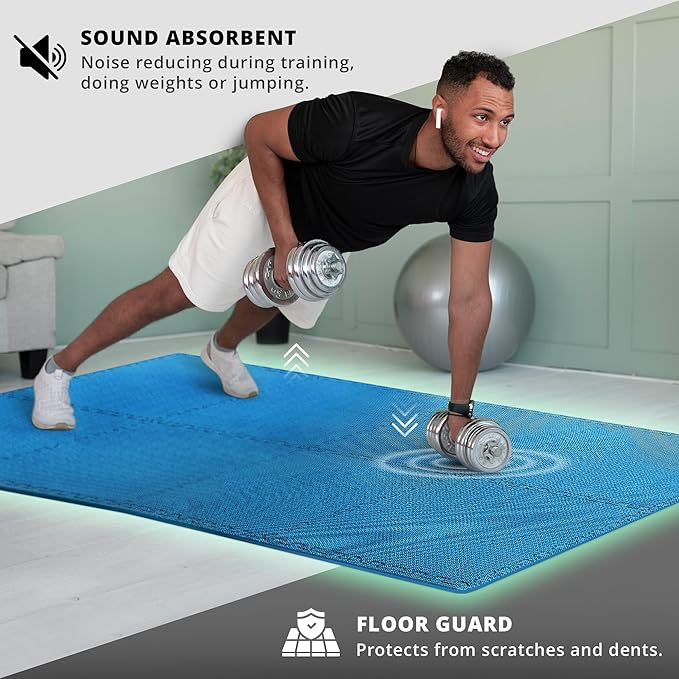 Gym Flooring Set - Interlocking EVA Soft Foam 18 Pieces