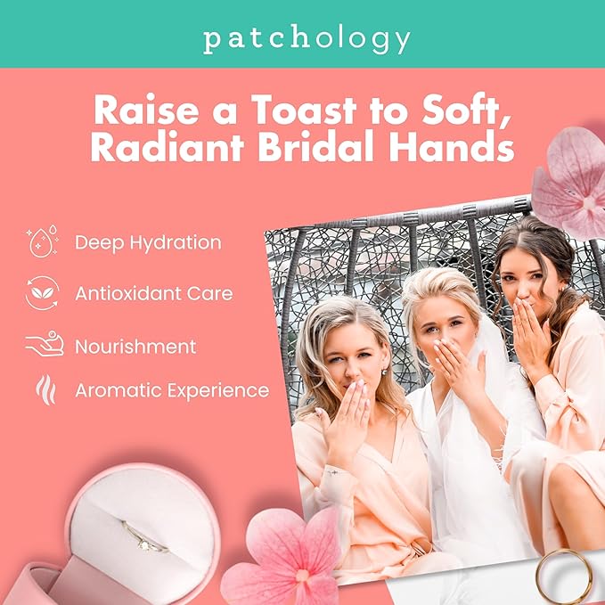 Patchology Rosé Fingers Renewing Hand Mask - Strawberry-Scented Moisturizing Gloves with Shea Butter for Dry & Cracked Hands, Repairing Hand Treatment for Baby Soft Skin, Self-Care Essential - 1 Pair