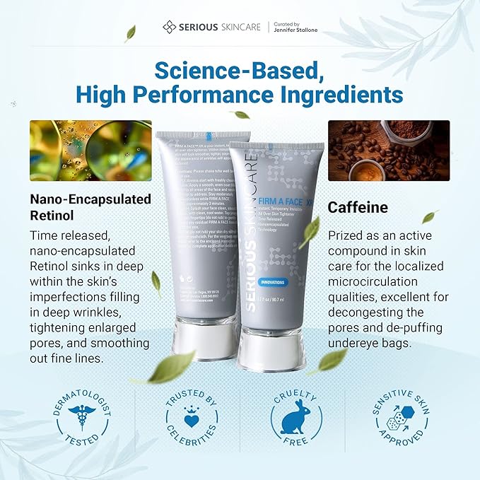 Serious Skincare Firm A Face XR - Instant Temporary Skin Tightener - Invisible Lift for Face and Neck with Retinol - Anti-Aging to Reduce the Look of Fine Lines, Wrinkles and Large Pores - 3.2 Fl Oz