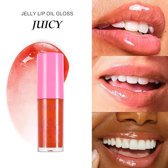 Beauty Glazed Big Brush Head Lip Oil, Ultra-Hydrating & Nourishing, Smooth Glossy Finish Lip Glow Oil, Shiny and Vegan Tinted Lip Gloss, Non-Sticky Formula (1, 01# Shiny)