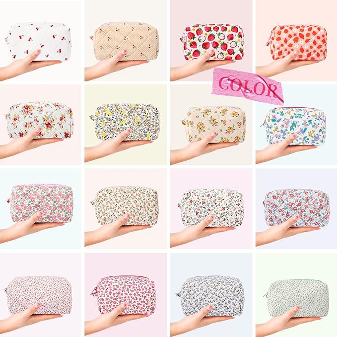 Soidram floral makeup bag quilted