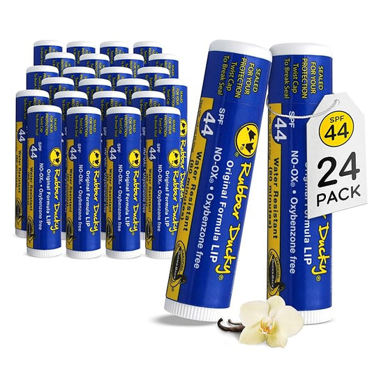 Rubber Ducky | Lip Sunscreen, Lip Balm with SPF 44, Water Resistant Sunscreen Lip Balm | Vegan, Untinted, Vanilla Flavor, with Vitamin E | All Season - Broad Spectrum Sunscreen for Lips