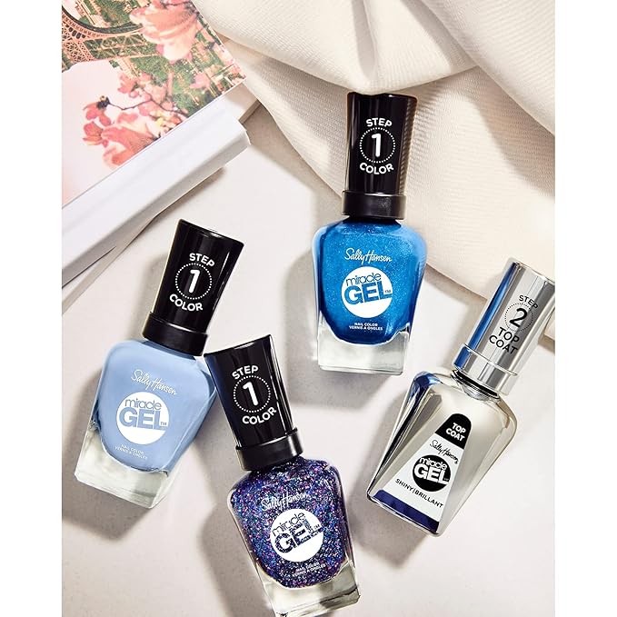 Sally Hansen Miracle Gel™, Travel Seekers Blue Skies Ahead, Long Lasting, Gel-Like Formula, No UV Lamp Needed, Blue Nail Polish