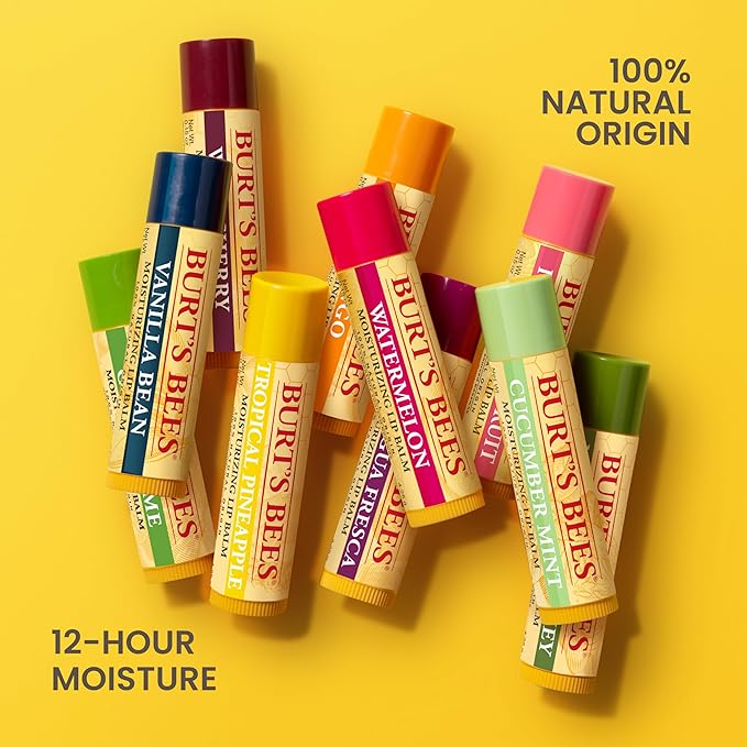Burt's Bees Lip Balm - Strawberry, Lip Moisturizer With Responsibly Sourced Beeswax, Tint-Free, Natural Origin Conditioning Treatment, 2 Tubes, 0.15 oz.