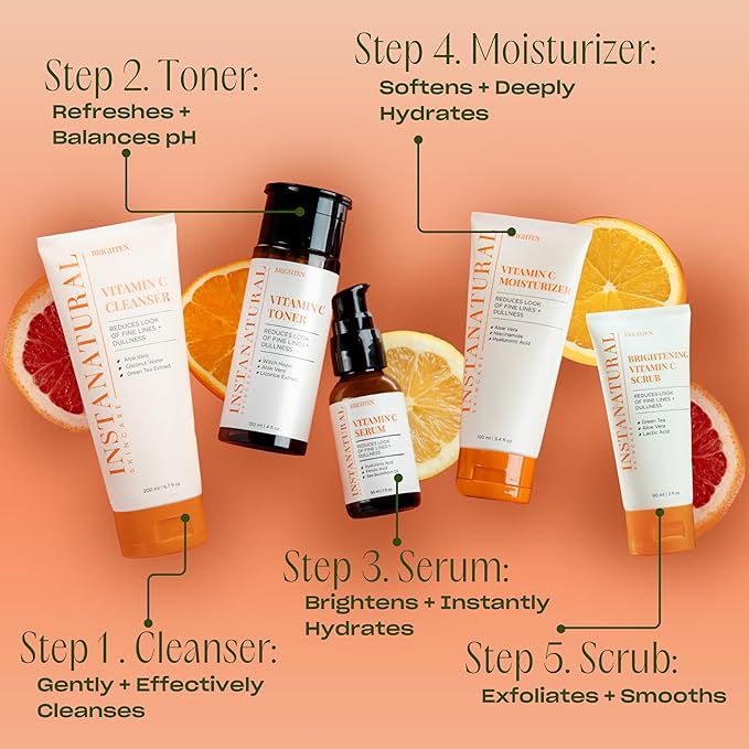 InstaNatural Vitamin C Body Wash, Moisturizing Shower Gel Cleanser for Women & Men, Deeply Cleanses & Balances, Brightens, Tones & Tightens, with Aloe Vera & Jojoba Oil, 12 Fl Oz