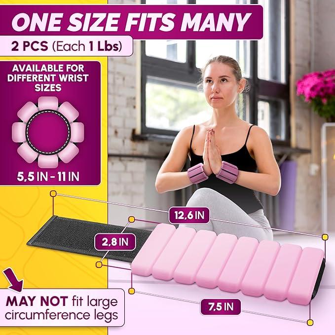2Ct Ankle Weights for Women - Waterproof Ankle 2 Lbs
