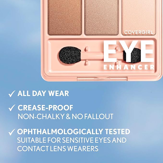 COVERGIRL Eye Enhancer, Bellini Spritz, Eyeshadow Quad, Easy to Wear, Clean & Vegan, Talc-Free, Matte & Shimmer Finishes, Smudge-Proof, 0.19oz