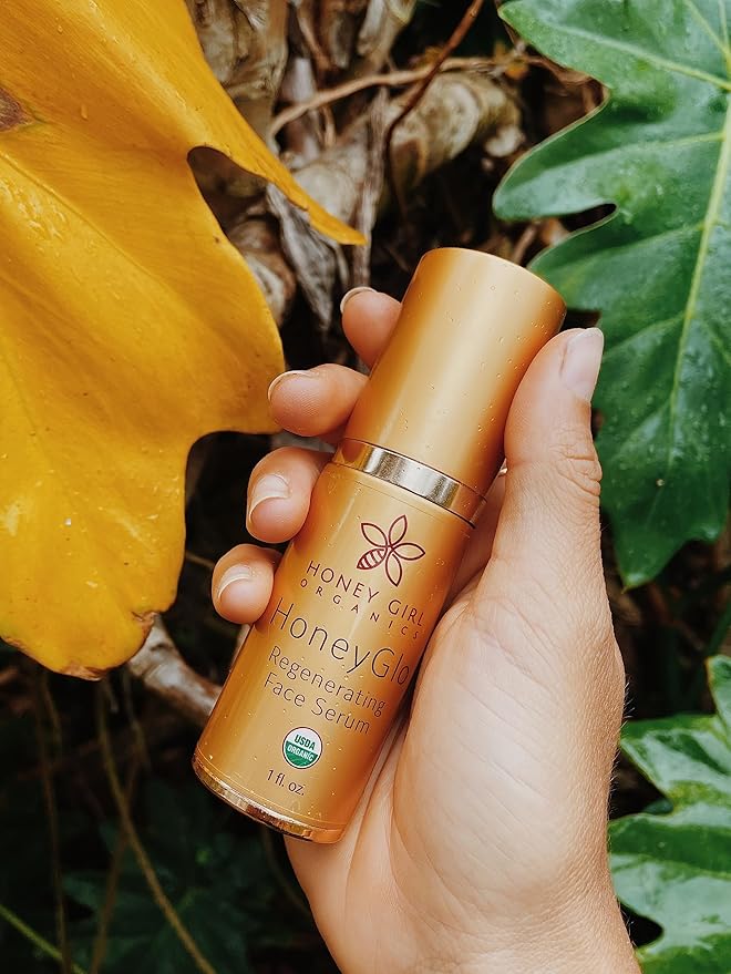 Honey Girl Organics HoneyGlo Regenerating Face Serum, USDA Certified Organic Facial Serum for Women Softens and Moisturizes Skin with Enriched Beehive Ingredients, Vitamin C and EVOO (1 oz)