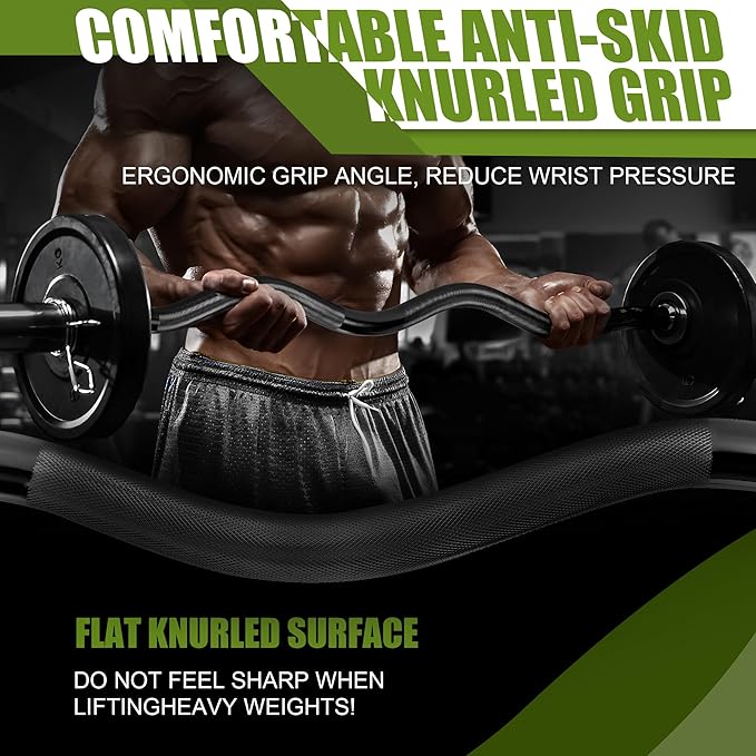 47" Olympic Barbell Curl Bar EZ Bar Strength 440-Pound Capacity