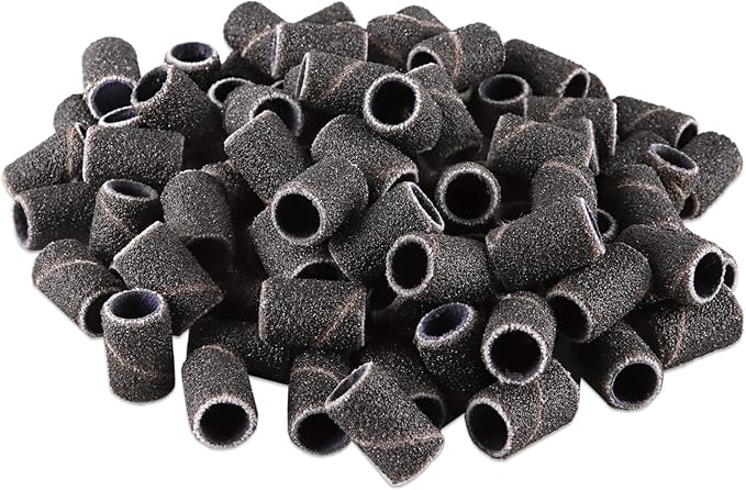 PANA 100 Pieces Nail Sanding Bands, Black, 100 Grit, Coarse, Plastic, Aluminum Oxide, Great Fit for Nail Drill Bits, Acrylic, Natural, Gel Nails