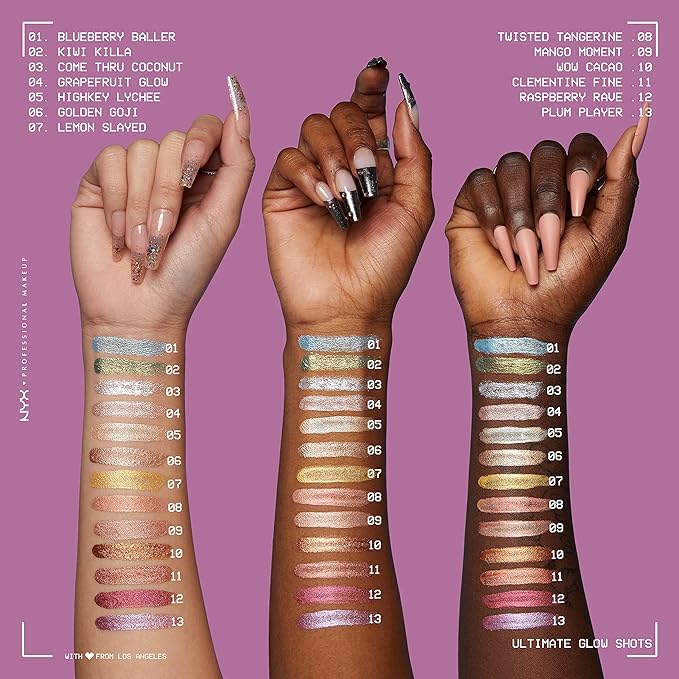 NYX PROFESSIONAL MAKEUP Ultimate Glow Shots, Liquid Eyeshadow, Long-Lasting Shimmer Eye Shadow with Vitamin C - Plum Player