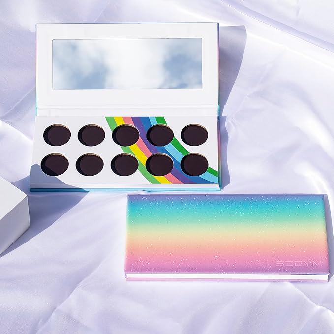 2PCS PU leather pastel sparkle empty magnetic palette