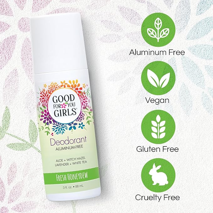 Good for You Girls Aluminum-Free, Natural & Vegan Deodorant for Kids, Preteens, Teens, Safe & Effective Odor Protection, Clear Roll-On, Natural Fragrance | Fresh Honeydew, 3 oz (Pack of 3)