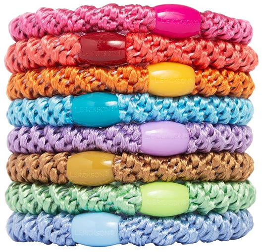 L. Erickson Grab & Go Pony - Spring - 8 Pack Ponytail Holder Hair Ties - Mixed Colors