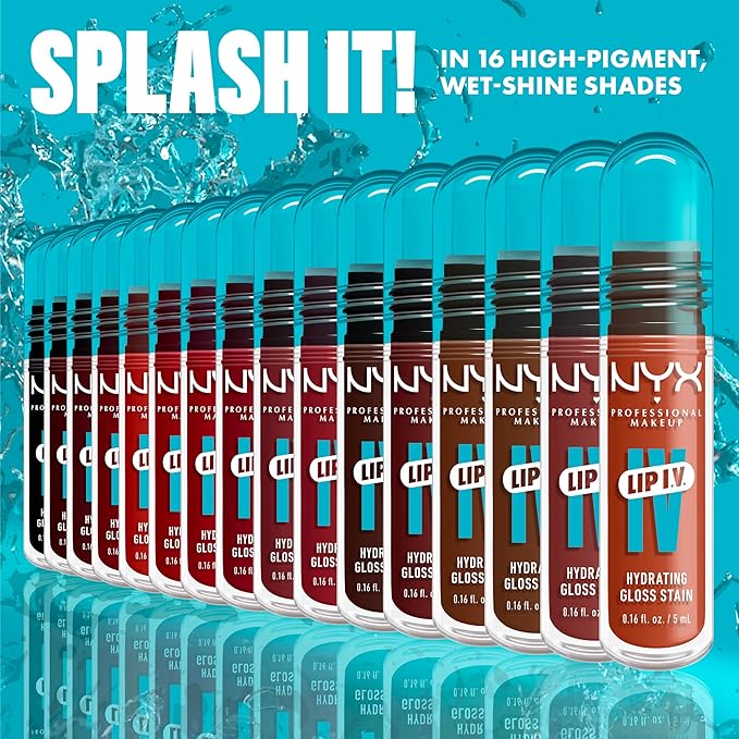 NYX PROFESSIONAL MAKEUP Lip IV Hydrating Glossy Lip Stain with 12HR Hydration - Red-y Set Wet (Red)