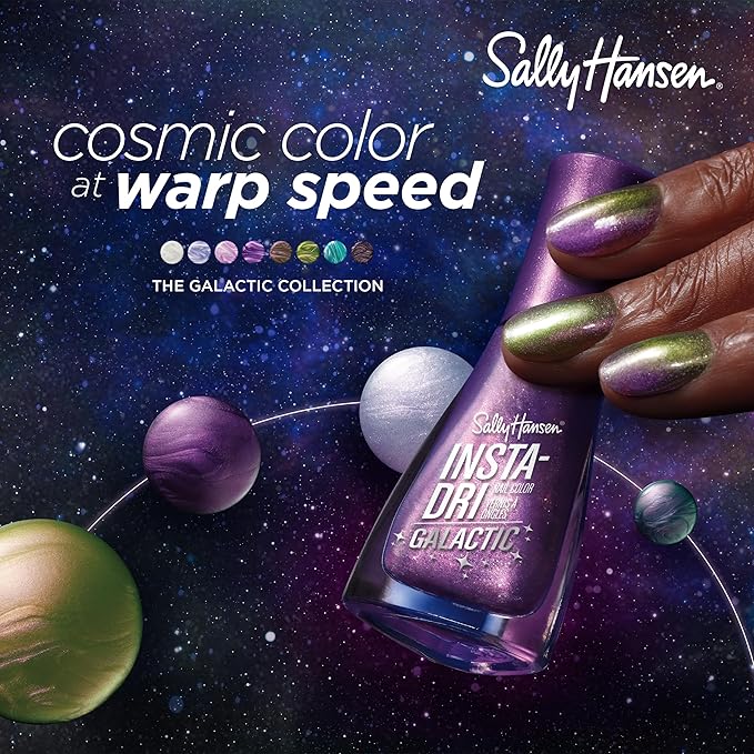 Sally Hansen Insta-Dri Galactic, Planet Purple, Quick Dry, Long Lasting, Semi Opaque, Shimmery Purple Nail Polish