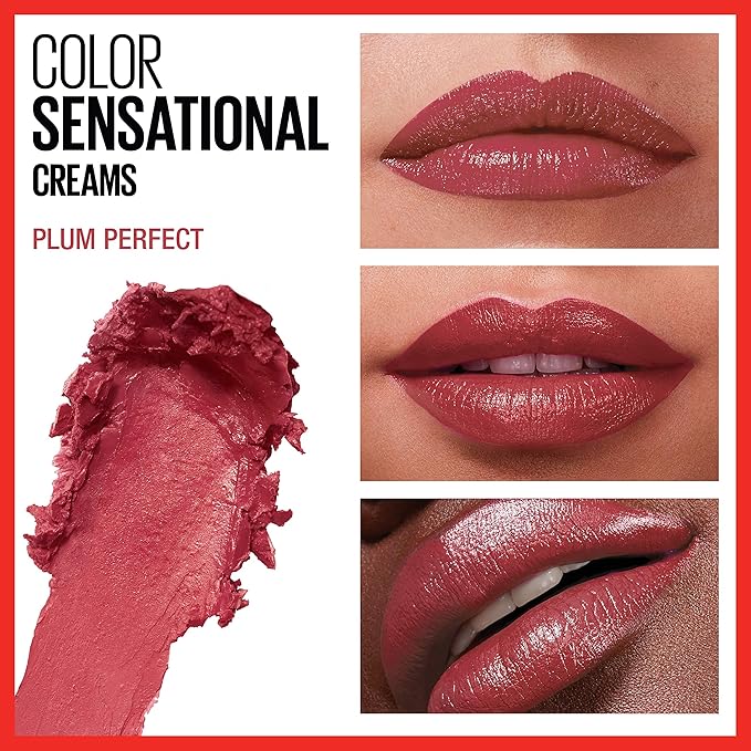 Maybelline Color Sensational Lipstick, Lip Makeup with a Cream Hydrating Lipstick Finish, Plum Perfect, 1 Count (Packaging May Vary)