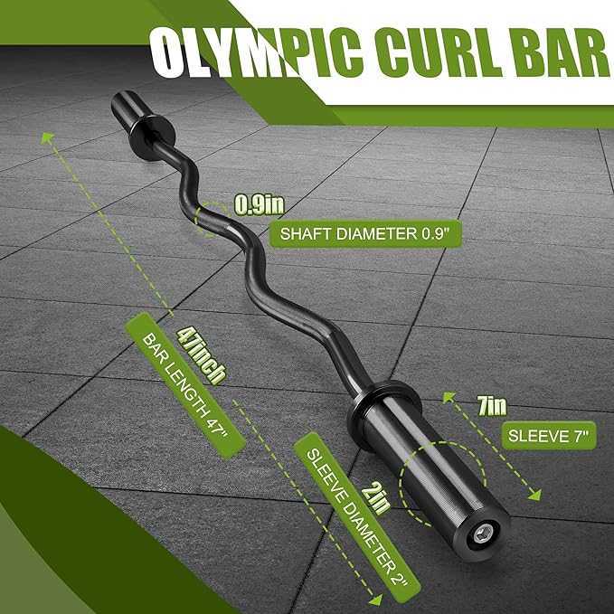 47" Olympic Barbell Curl Bar EZ Bar Strength 440-Pound Capacity