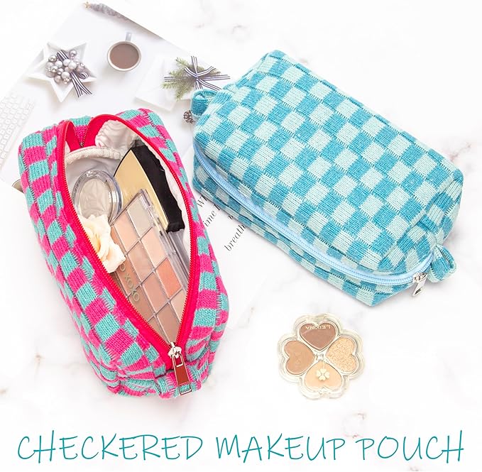 Pazimiik checkered makeup bag for