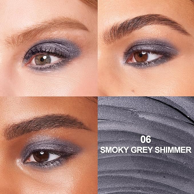 FV Cream Shimmer Eyeshadow Stick，Long Lasting & Waterproof, Multi-Use & High Pigment Eyeshadow Makeup Stick, Smoky Grey Shimmer