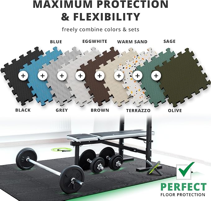 Gym Flooring Set - Interlocking EVA Soft Foam 18 Pieces