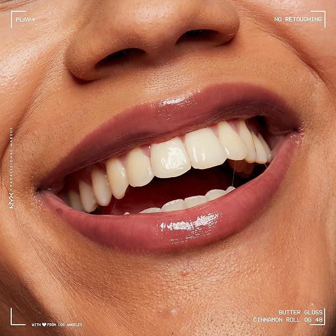 NYX PROFESSIONAL MAKEUP Butter Gloss Brown Sugar, Non-Sticky Lip Gloss - Cinnamon Roll (Grey Brown)