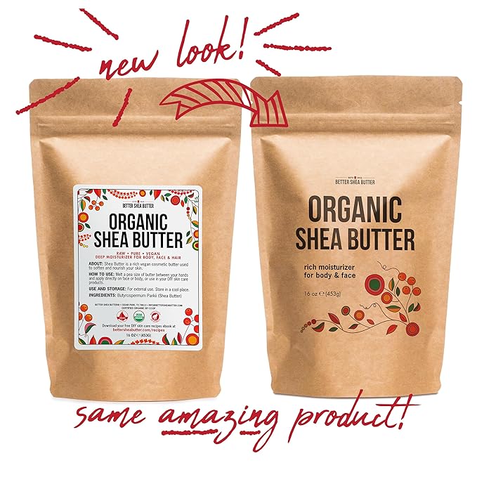 Organic Shea Butter Raw Unrefined | Pure African Shea Butter for Hair & Dry Skin | Natural Face Moisturizer | Body Butter Base for Lotion, DIY Lip Balm and Soap Making Supplies, 1lb Bar