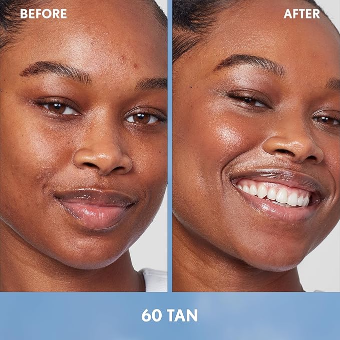 Covergirl Simply Ageless Skin Perfector Essence Foundation, 60 Tan, Tinted Skin Perfector, Skincare Makeup Hybrid, Sheer Tint, Radiant Finish, Skin-Like Finish, Vegan Formula, 1.0oz