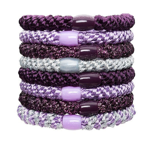 L. Erickson Grab & Go Pony - Royal - 8 Pack Ponytail Holder Hair Ties - Mixed Purples