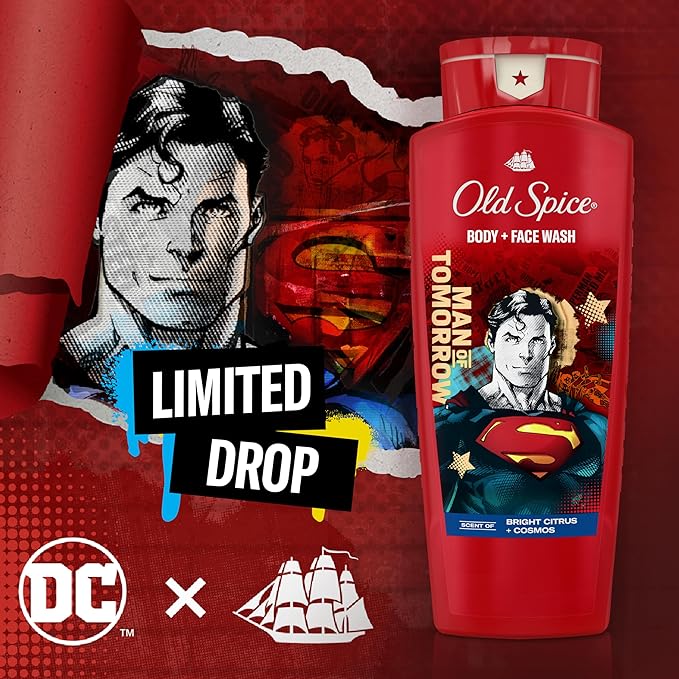 Old Spice Cleansing Body Wash for Men, 3X Defense, 24/7 Shower Fresh with Lasting Scent, 2-in-1 Body & Face Wash, Smell Like a Hero, Superman, Bright Citrus and Cosmos Scent, 24 oz