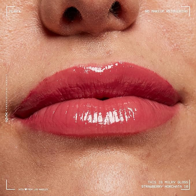 NYX PROFESSIONAL MAKEUP This Is Milky Gloss, Lip Gloss with 12 Hour Hydration, Vegan - Strawberry Horchata (Mauve Pink)